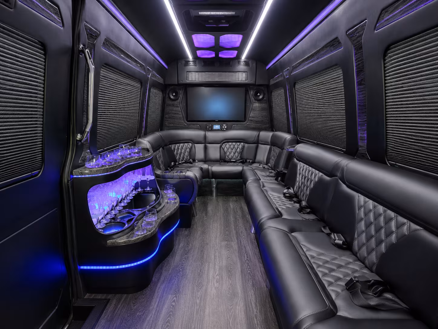 little rock 18 passenger party bus interior